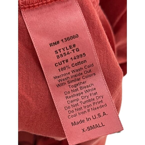 Project Social T Women's XS V-Neck High Low Tunic Tee Coral Red Casual Basic‎ - Picture 5 of 8